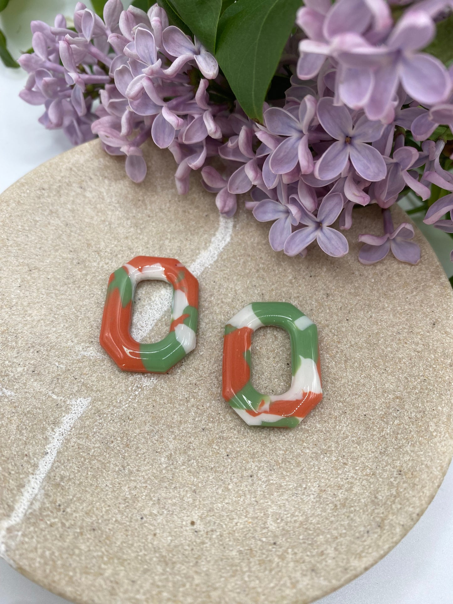 Pampilles Carla 28mm blanc terracotta et vert (Copie)