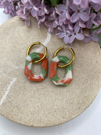 Pampilles Carla 28mm blanc terracotta et vert (Copie)