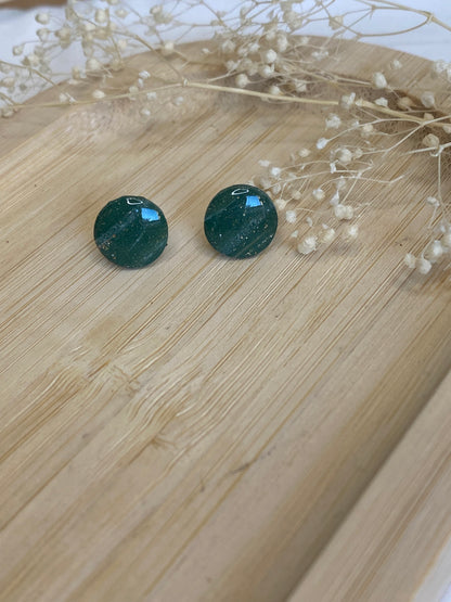 Puces d'oreilles rondes vert blanc or