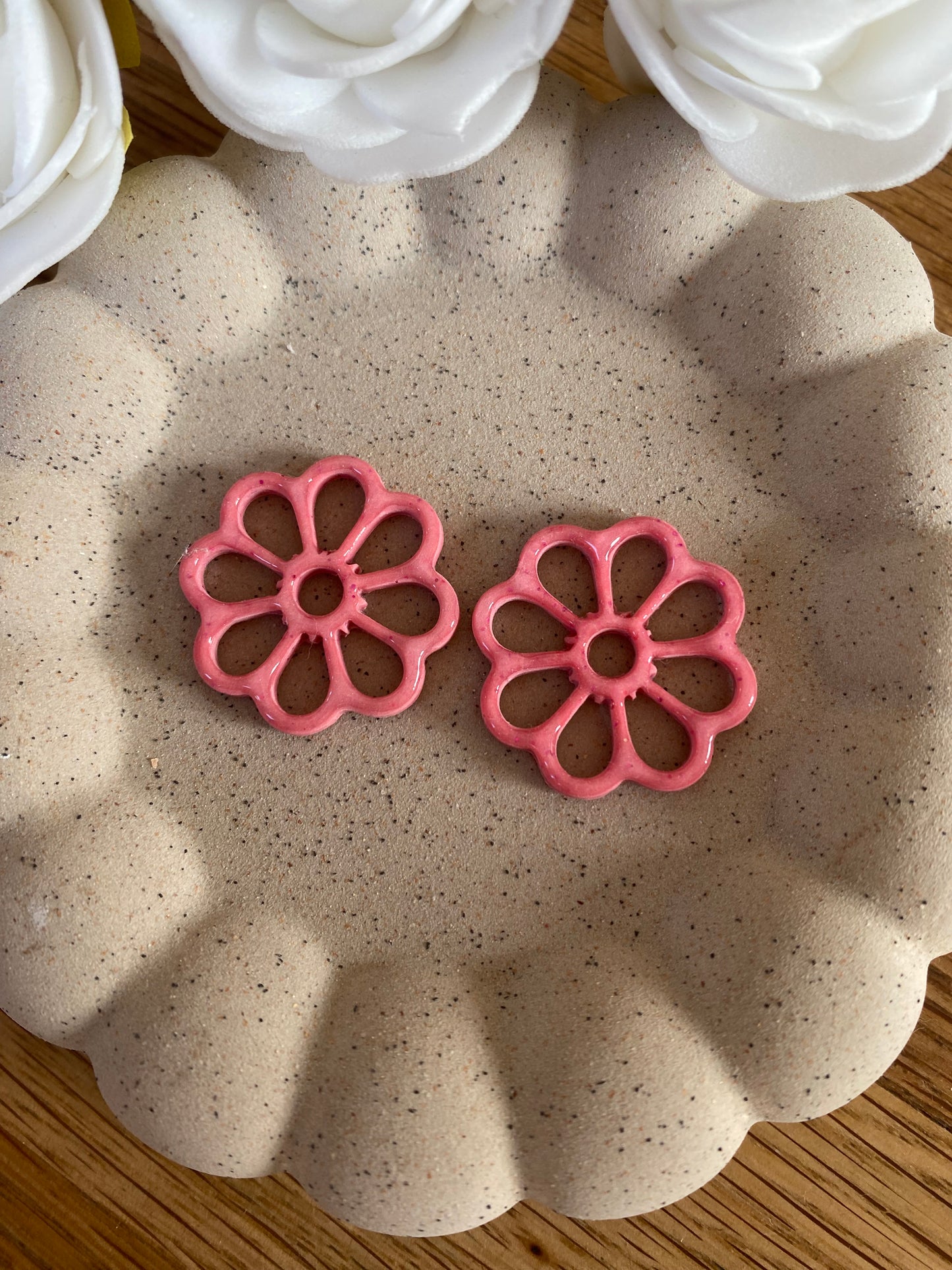 Pampilles Margot 25mm rose avec légère paillettes