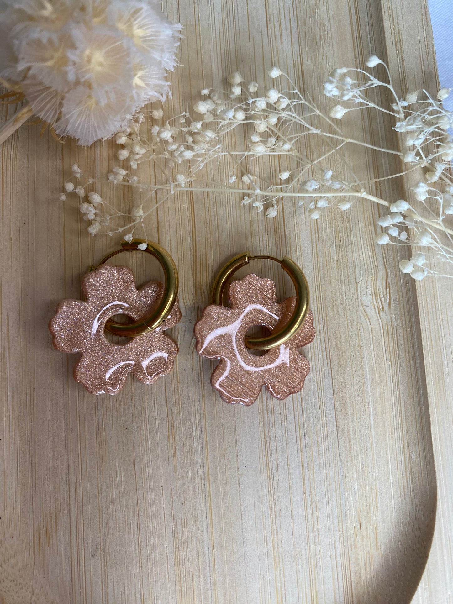 Pampilles fleurs 25mm bronze
