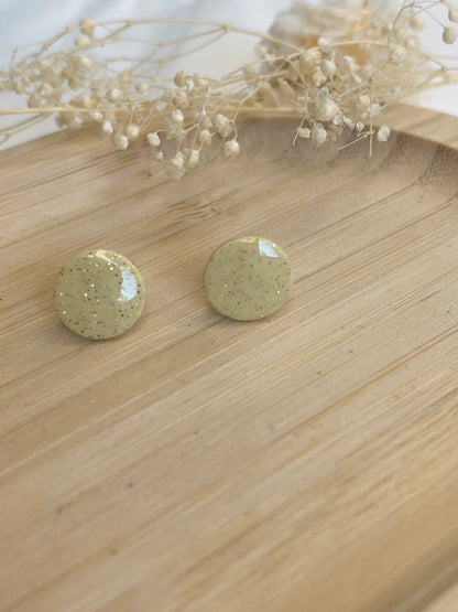 Puces d'oreilles rondes paillettes jaune