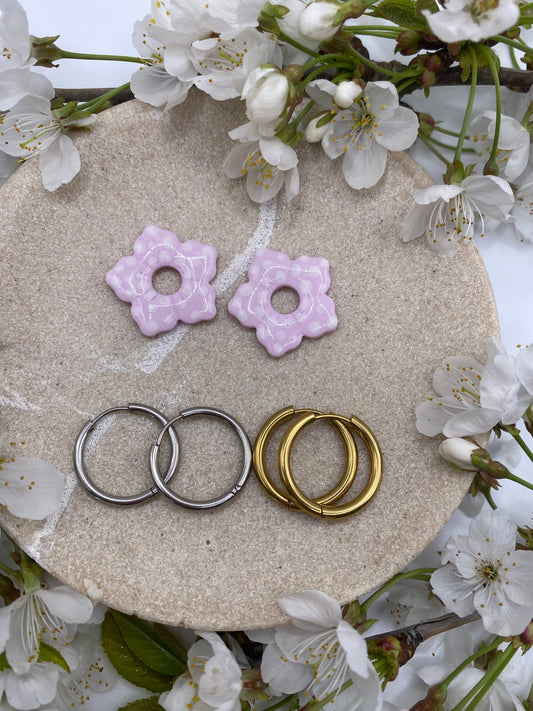 Pampilles Alba 25mm rose pois blanc