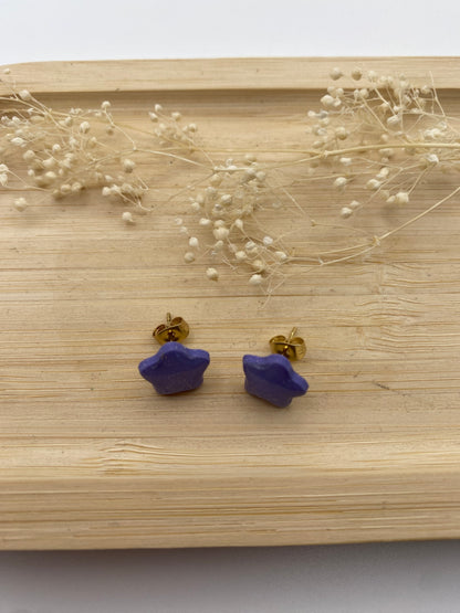Puces d'oreilles étoiles mauve et paillettes