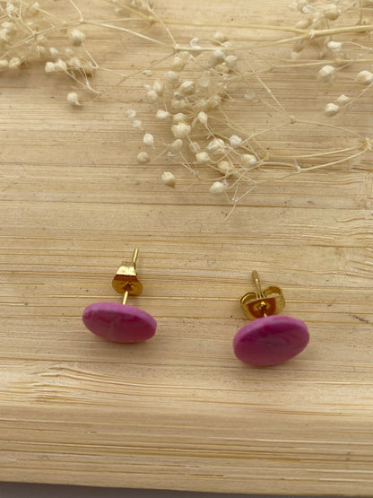 Puces d'oreilles rondes marbré rose