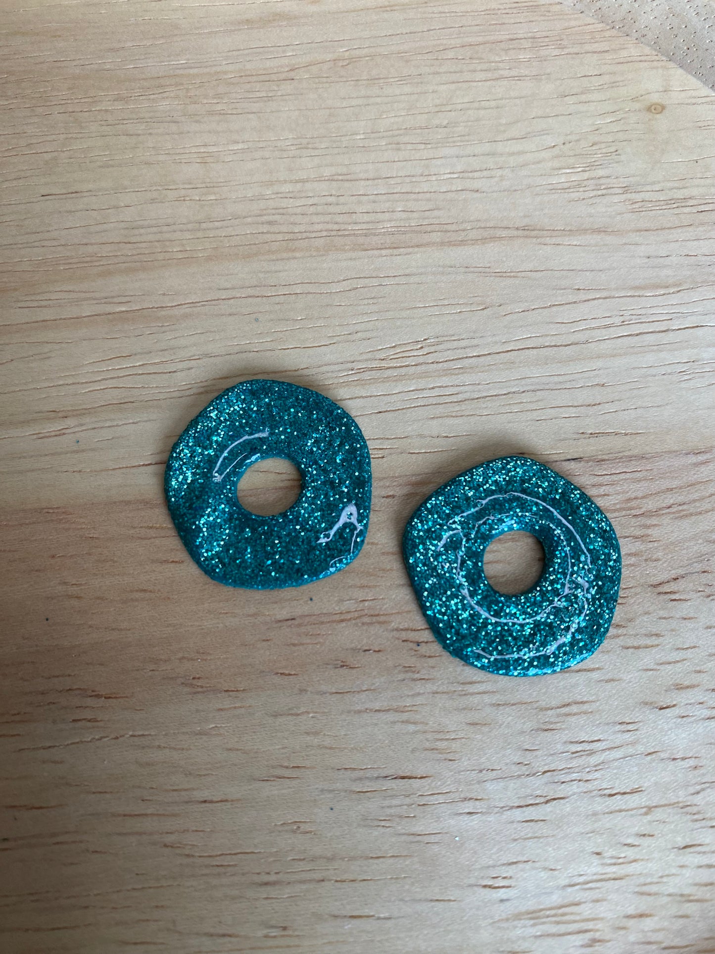Pampilles Brume 25 mm turquoise paillettes