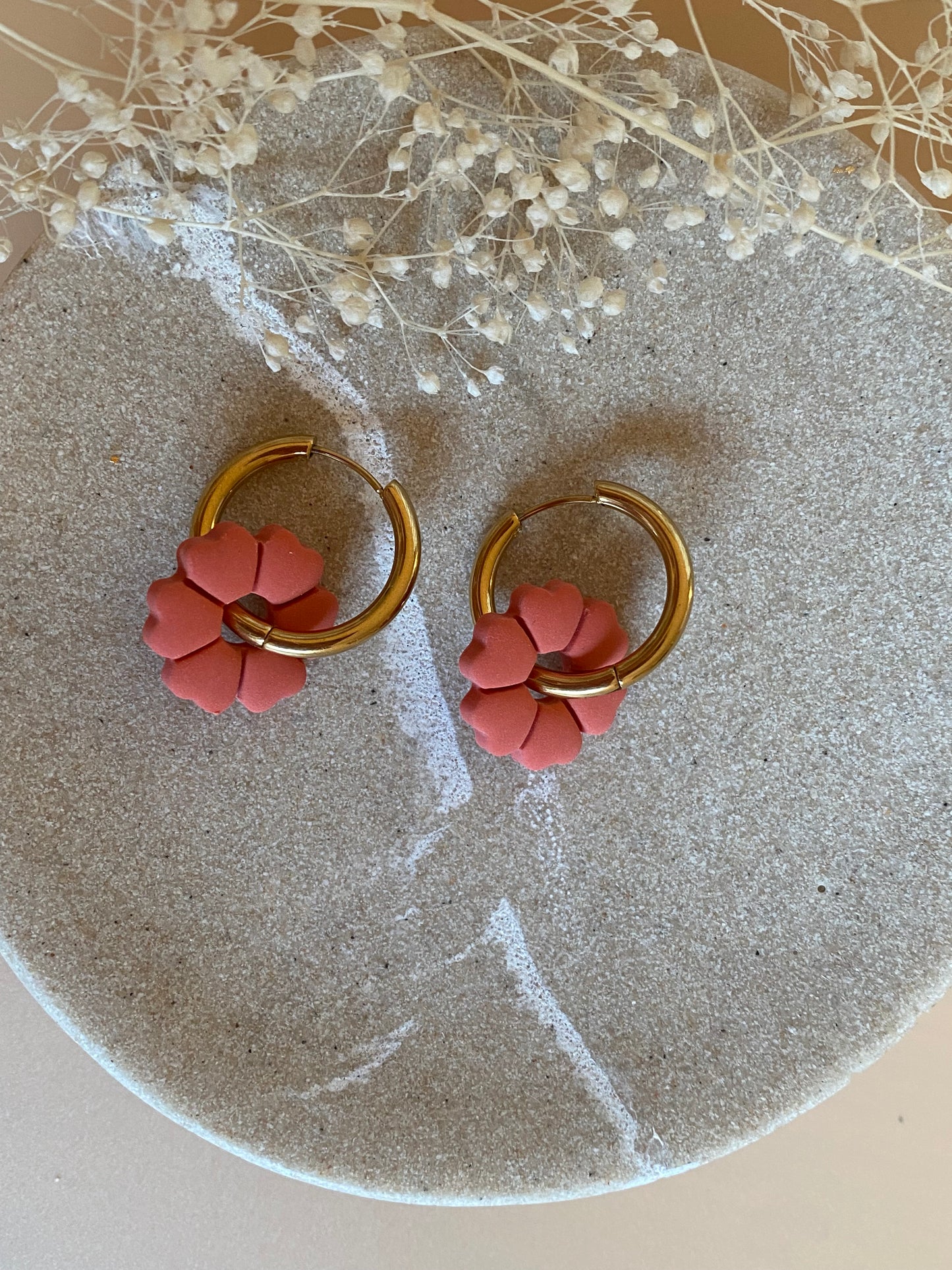 Pampilles mini fleurs 17mm terracotta
