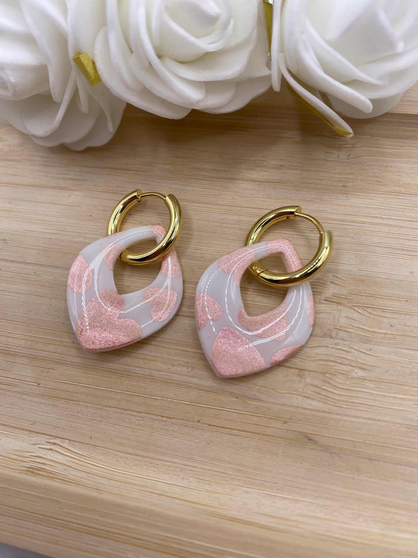 Pampilles Goutte blanc coeur rose gold