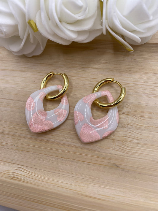 Pampilles Goutte blanc coeur rose gold
