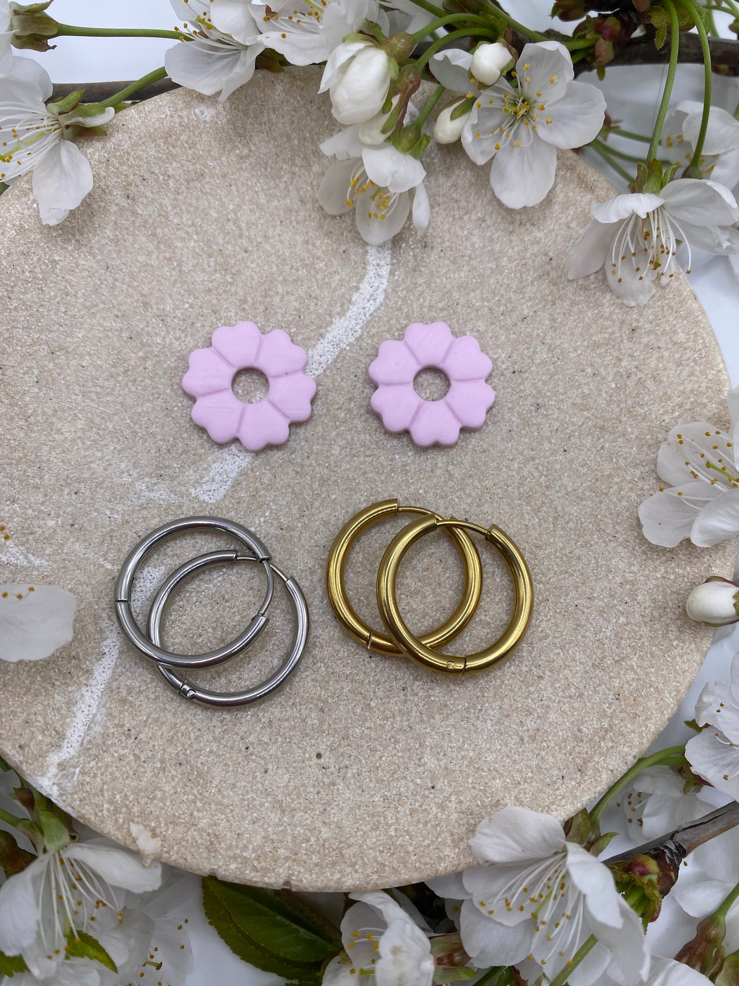 Pampilles mini fleurs 17mm rose mate