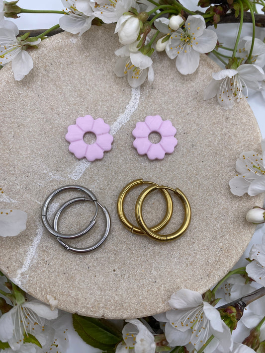 Pampilles mini fleurs 17mm rose mate