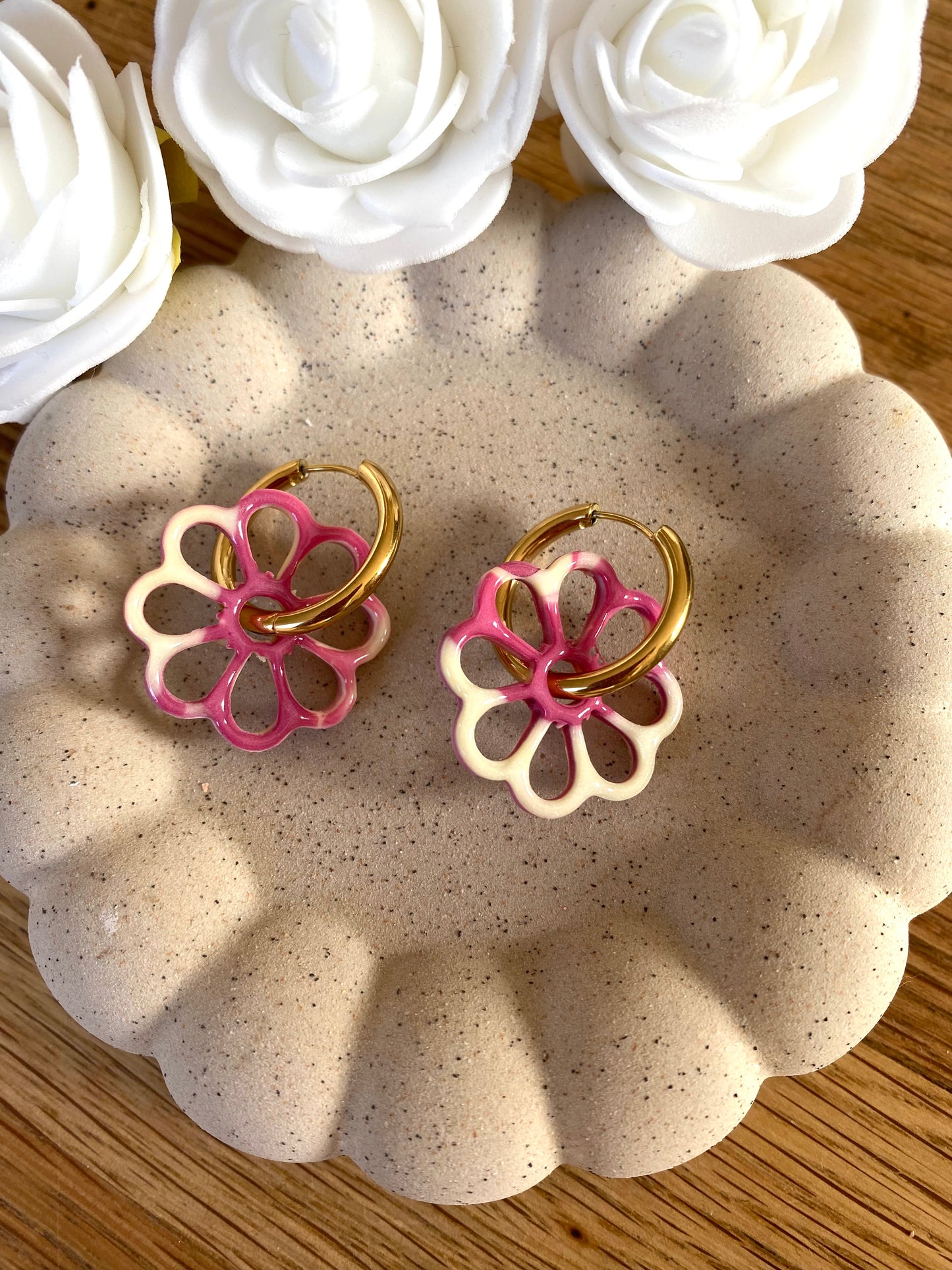 Pampilles Margot 25mm vanille framboise