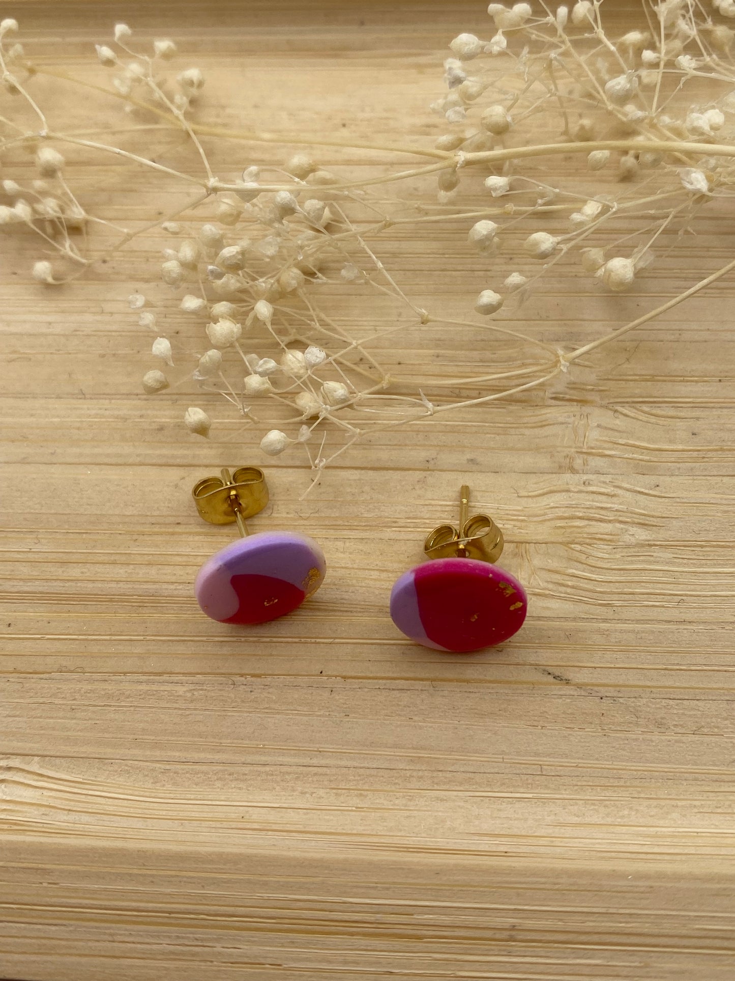 Puces d'oreilles rondes different rose et or