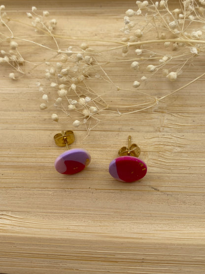 Puces d'oreilles rondes different rose et or