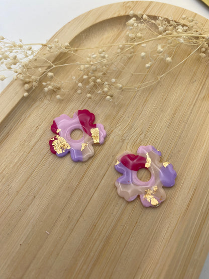 Pampilles fleurs 25mm different rose et or