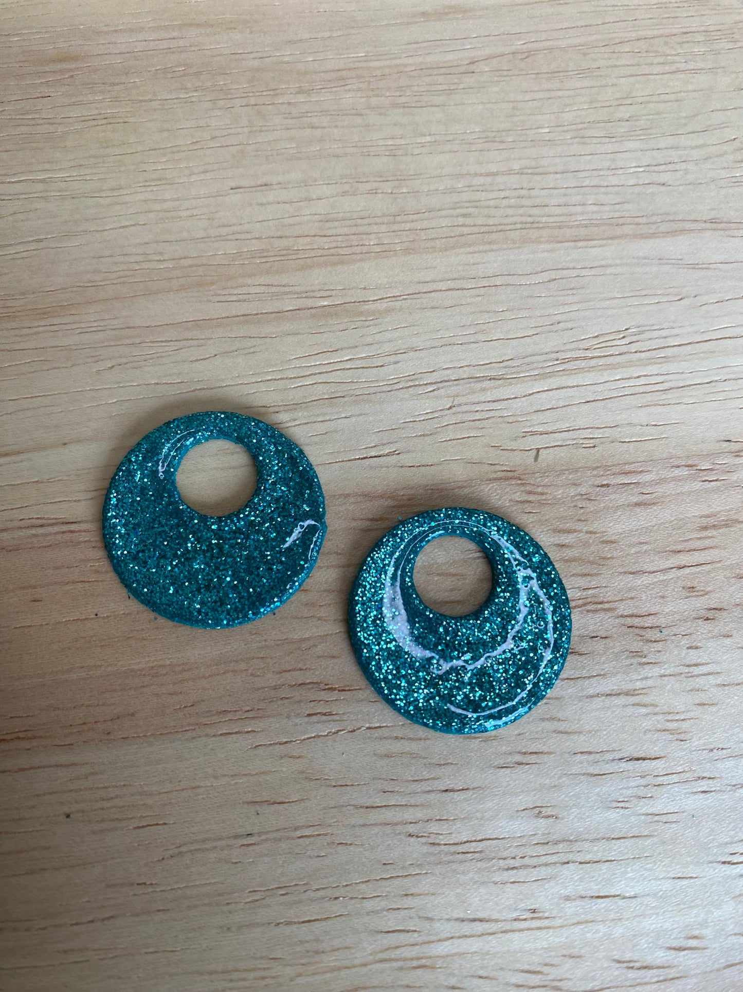 Pampilles Rosée 23 mm turquoise paillettes