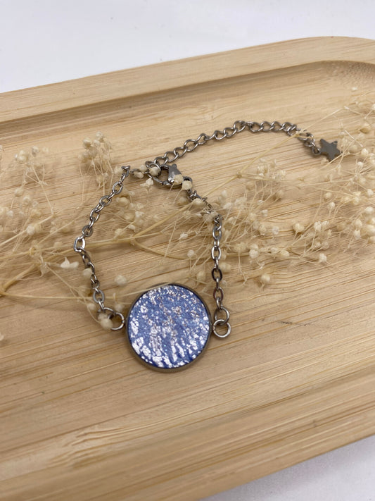 Bracelet bleu nacré et argent