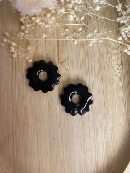 Pampilles mini fleurs 17mm noir argent