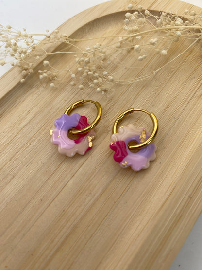 Pampilles mini fleurs 17mm different rose et or