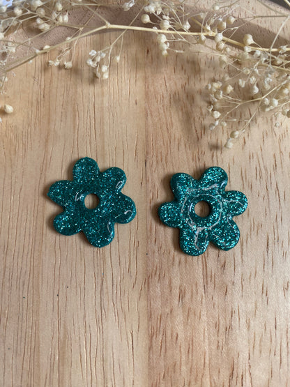 Pampilles Eden 25 mm turquoise paillettes