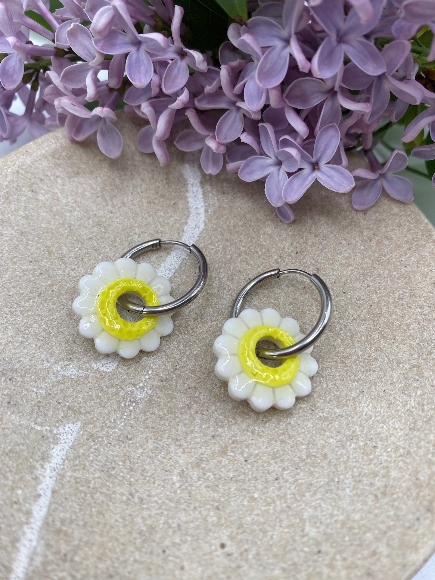 Pampilles Marguerite 20mm blanc et jaune