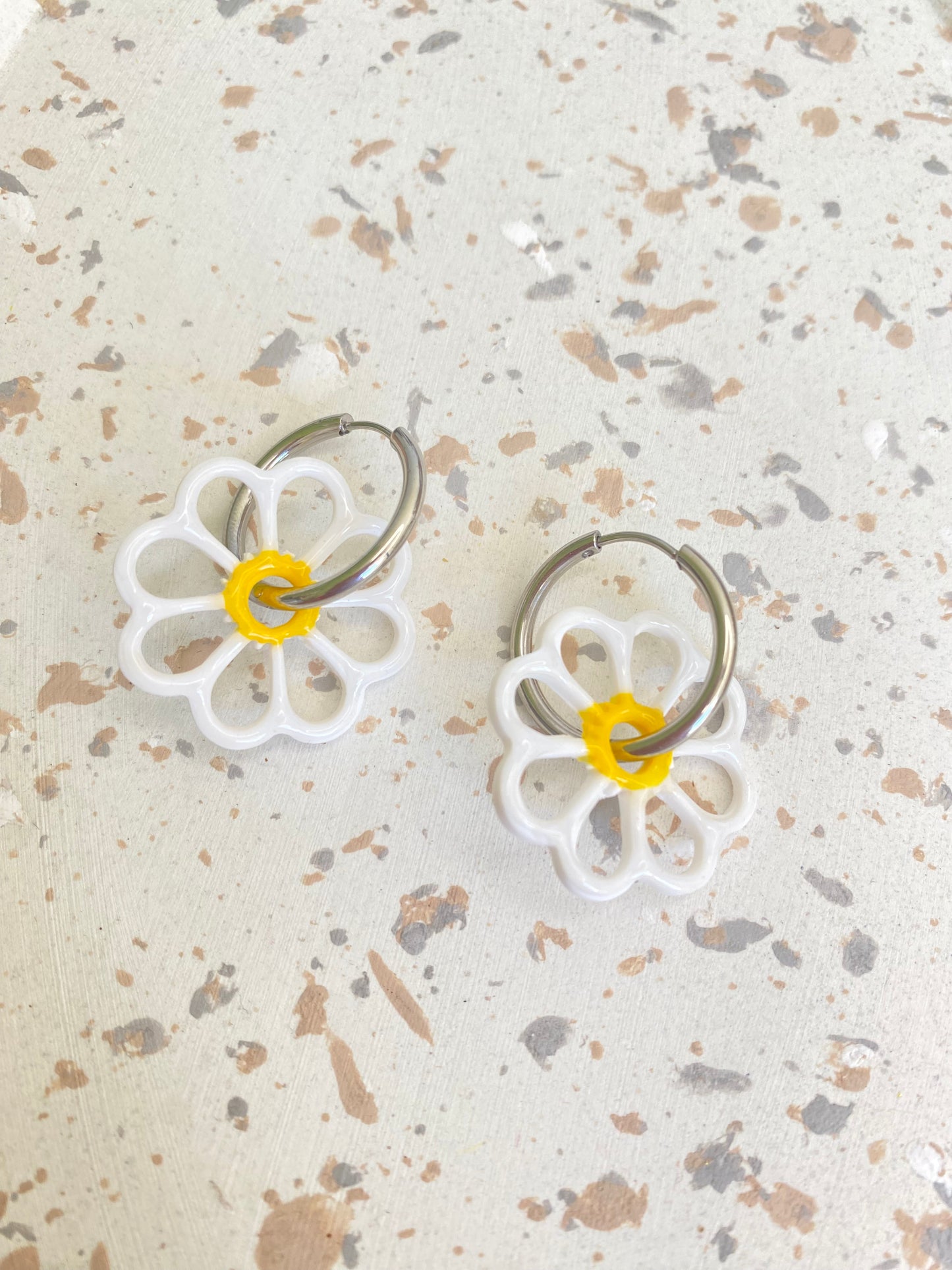Pampilles Margot 25mm blanc coeur jaune