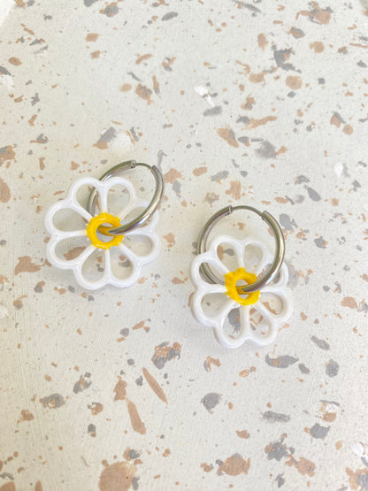 Pampilles Margot 25mm blanc coeur jaune