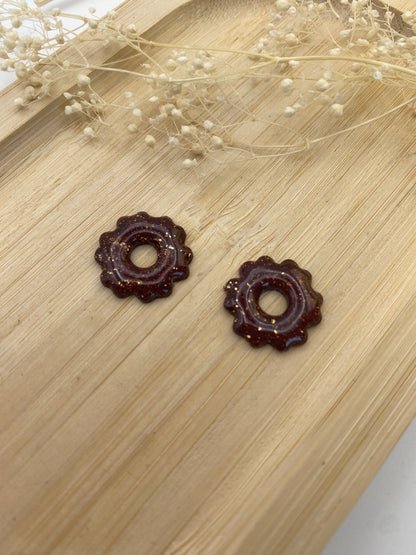 Pampilles mini fleurs 17mm marron et or