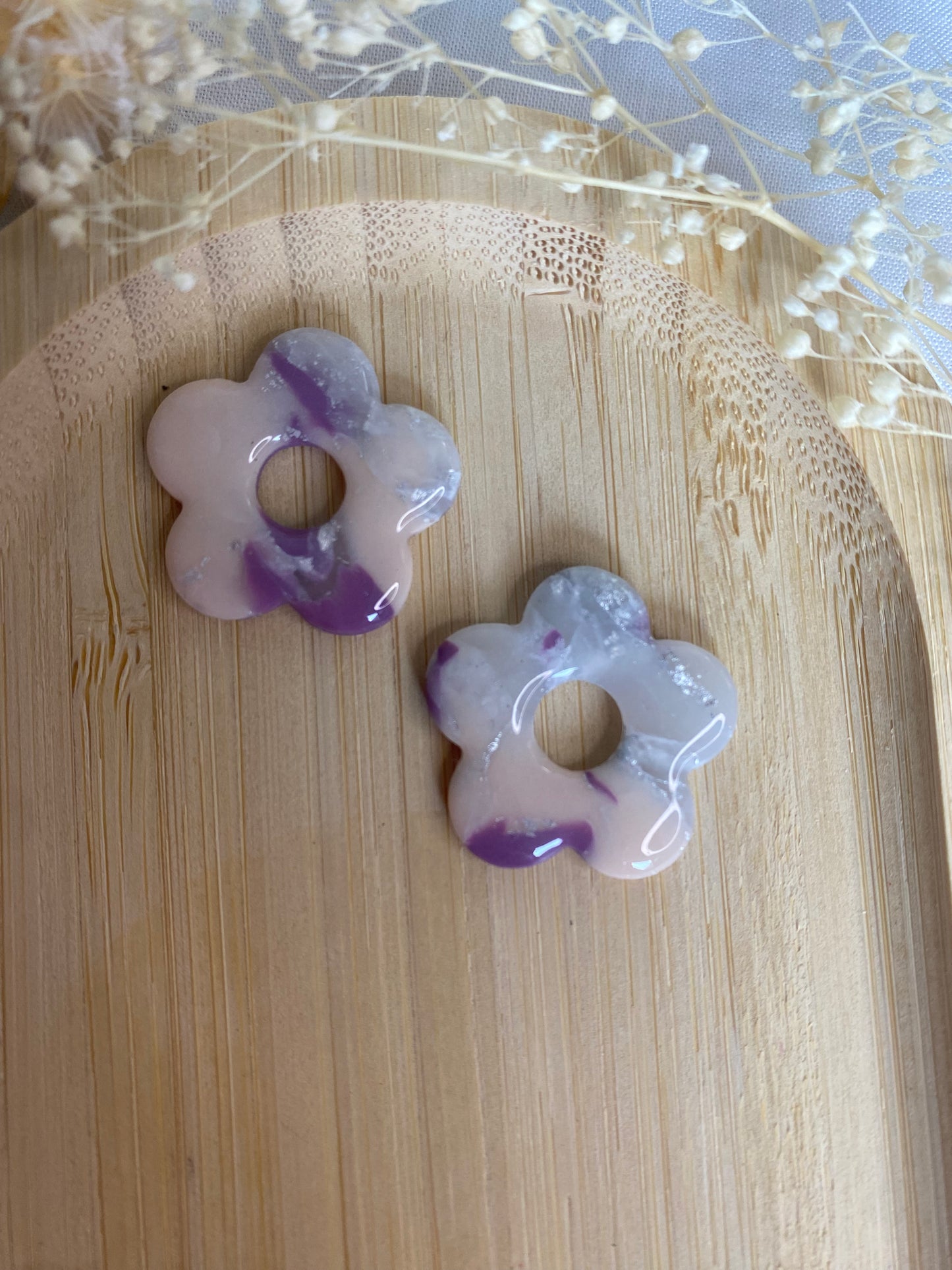 Pampilles Pétale marbré rose violet argent