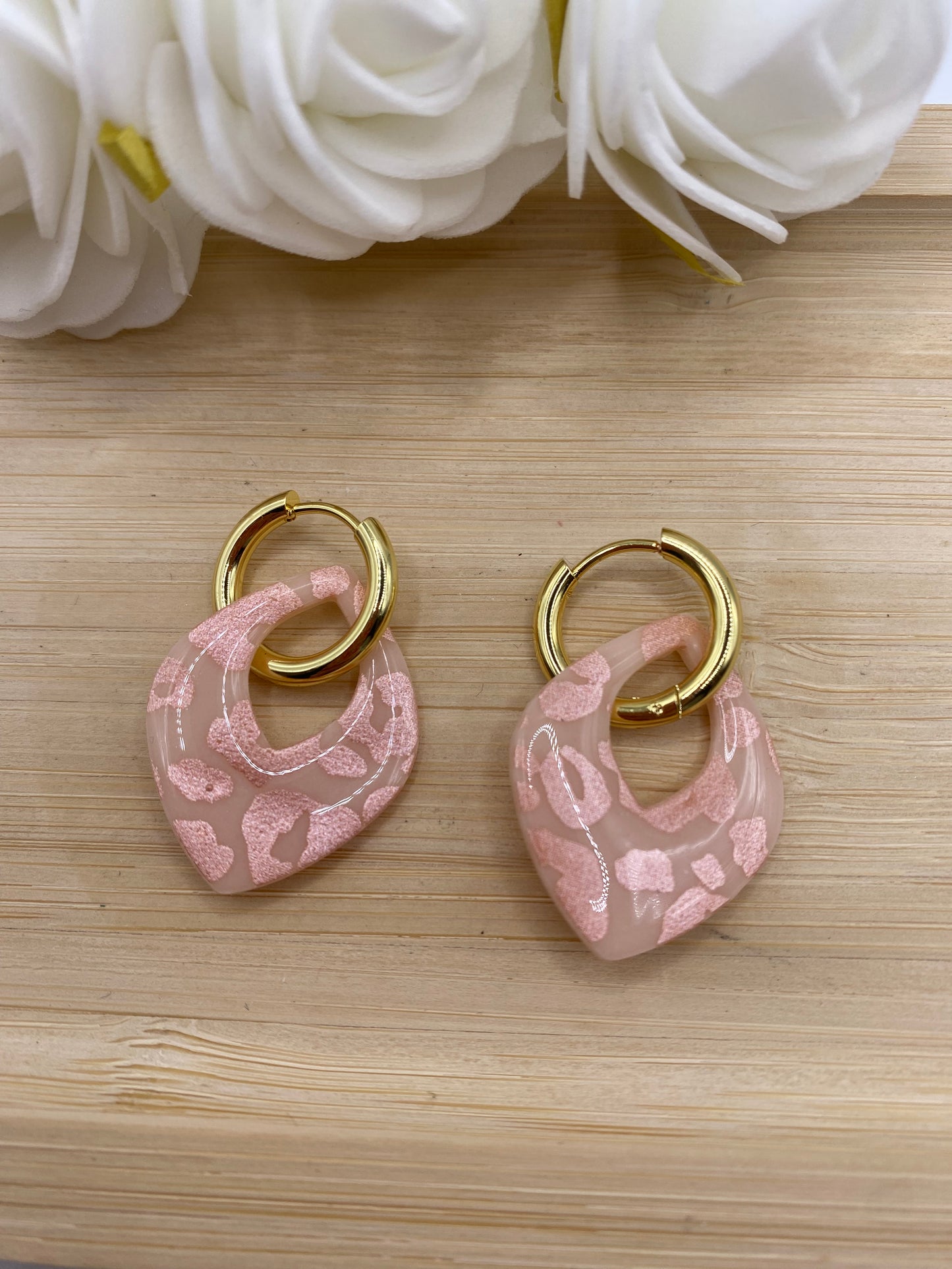 Pampilles Goutte rose pâle léopard rose gold
