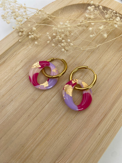 Pampilles rondes 20mm different rose et or