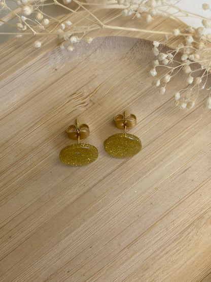 Puces d'oreilles rondes paillettes or