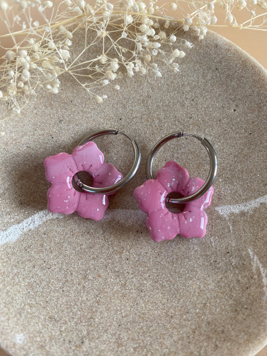 Pampilles Alba 25mm mauve et argent