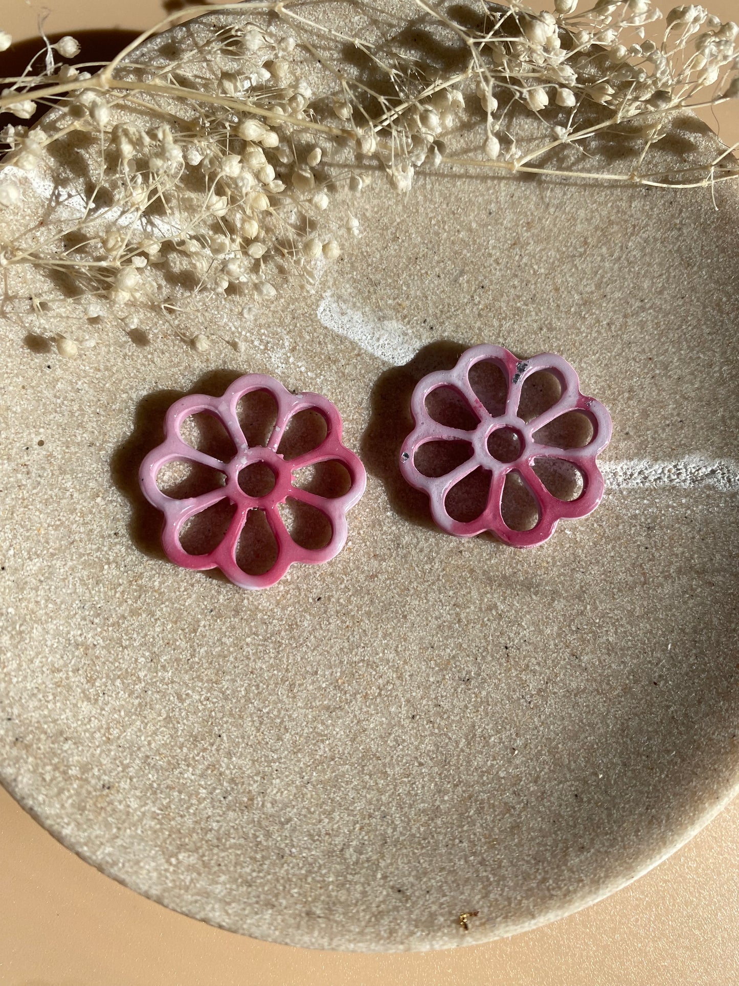 Pampilles Margot 25mm orange mauve framboise argent