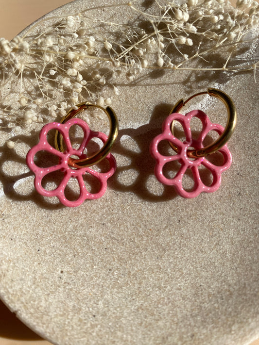 Pampilles Margot 25mm rose avec légère paillettes