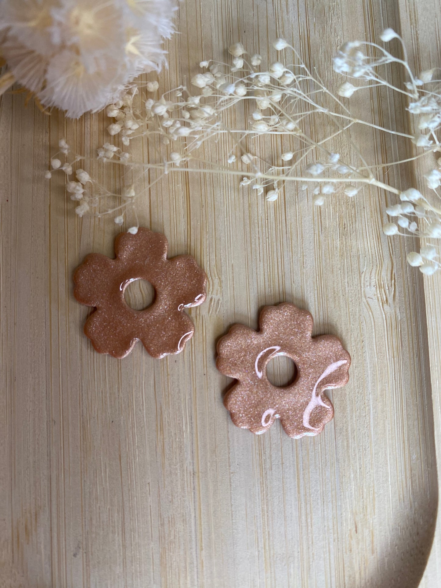 Pampilles fleurs 25mm bronze