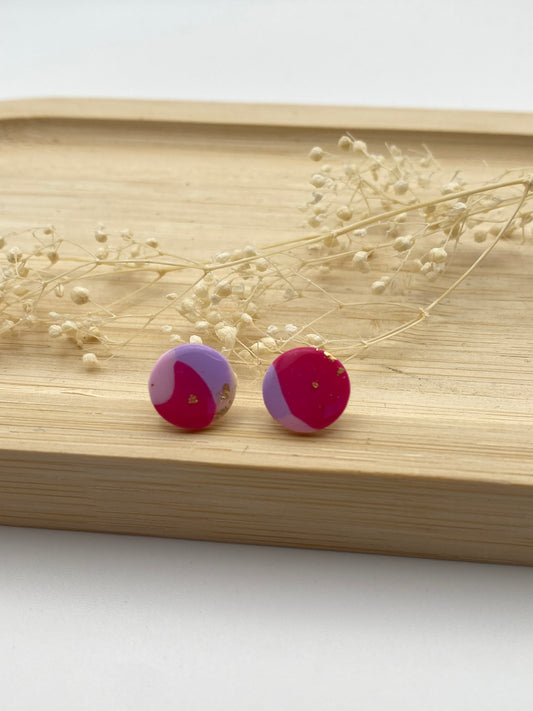 Puces d'oreilles rondes different rose et or