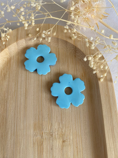 Pampilles fleurs 25mm bleu argent