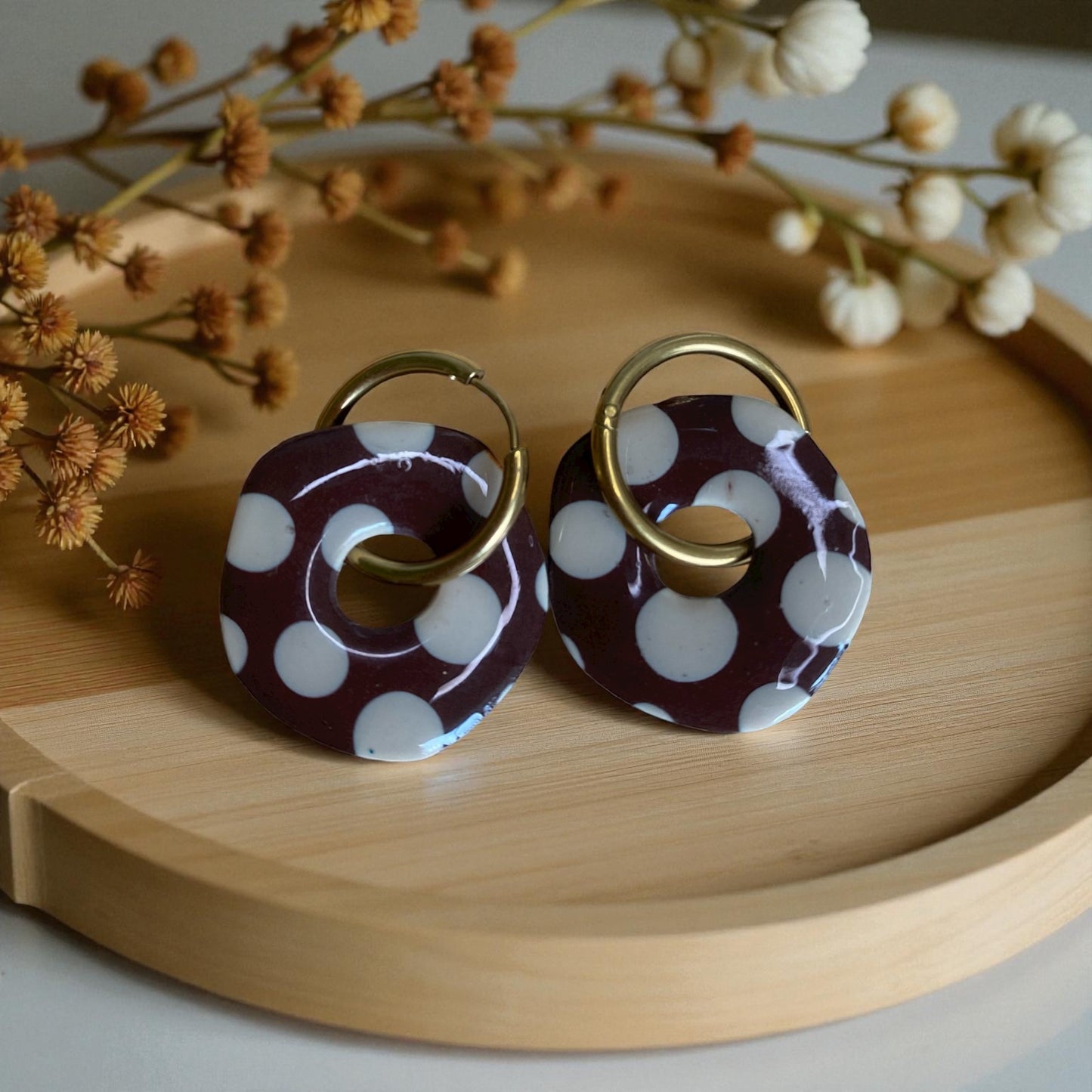 Pampilles Brume 25 mm pois chocolat/beige